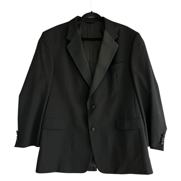 HART SCHAFFNER & MARX Wool Blazer Sports Coat 2 Button Single Vent Black 44R - Picture 1 of 10